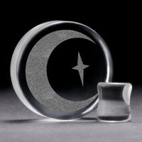 Crescent Moon Plug / Gauge - Verre transparent | Double flare à face plate