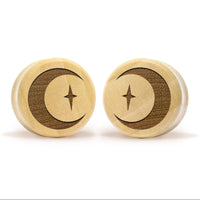 Crescent Moon Plug / Gauge - Crocodile Wood | Flat Faced Double Flare - Lasered To Order In House At Custom Plugs HQ