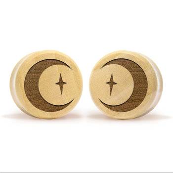 Crescent Moon Plug / Gauge - Crocodile Wood | Flat Faced Double Flare