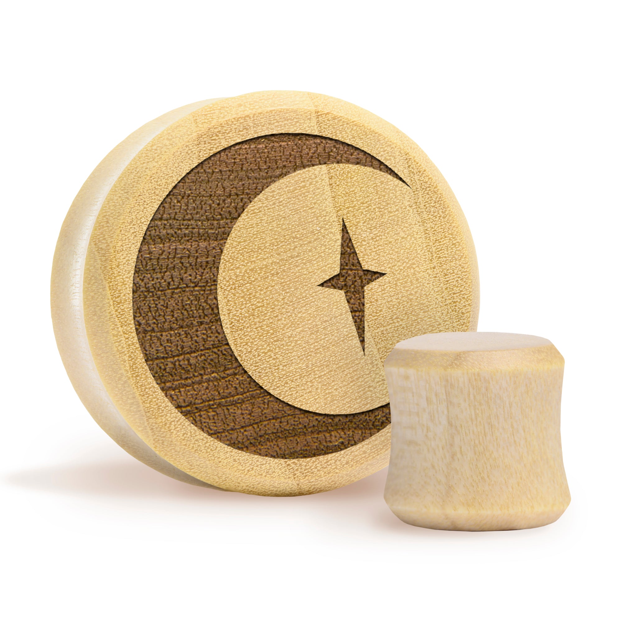 Crescent Moon Plug / Gauge - Crocodile Wood | Flat Faced Double Flare - Lasered To Order In House At Custom Plugs HQ
