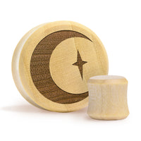 Crescent Moon Plug / Gauge - Crocodile Wood | Flat Faced Double Flare - Lasered To Order In House At Custom Plugs HQ