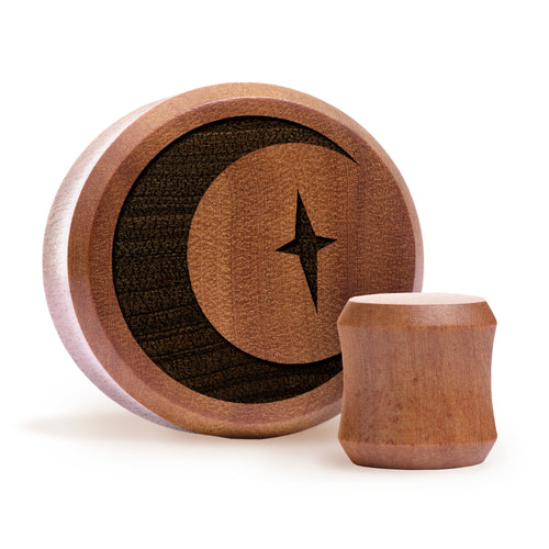 Crescent Moon Plug / Gauge - Saba Wood | Flat Faced Double Flare