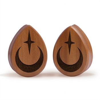 Crescent Moon Plug / Gauge - Teardrop Saba Wood | Flat Faced Double Flare
