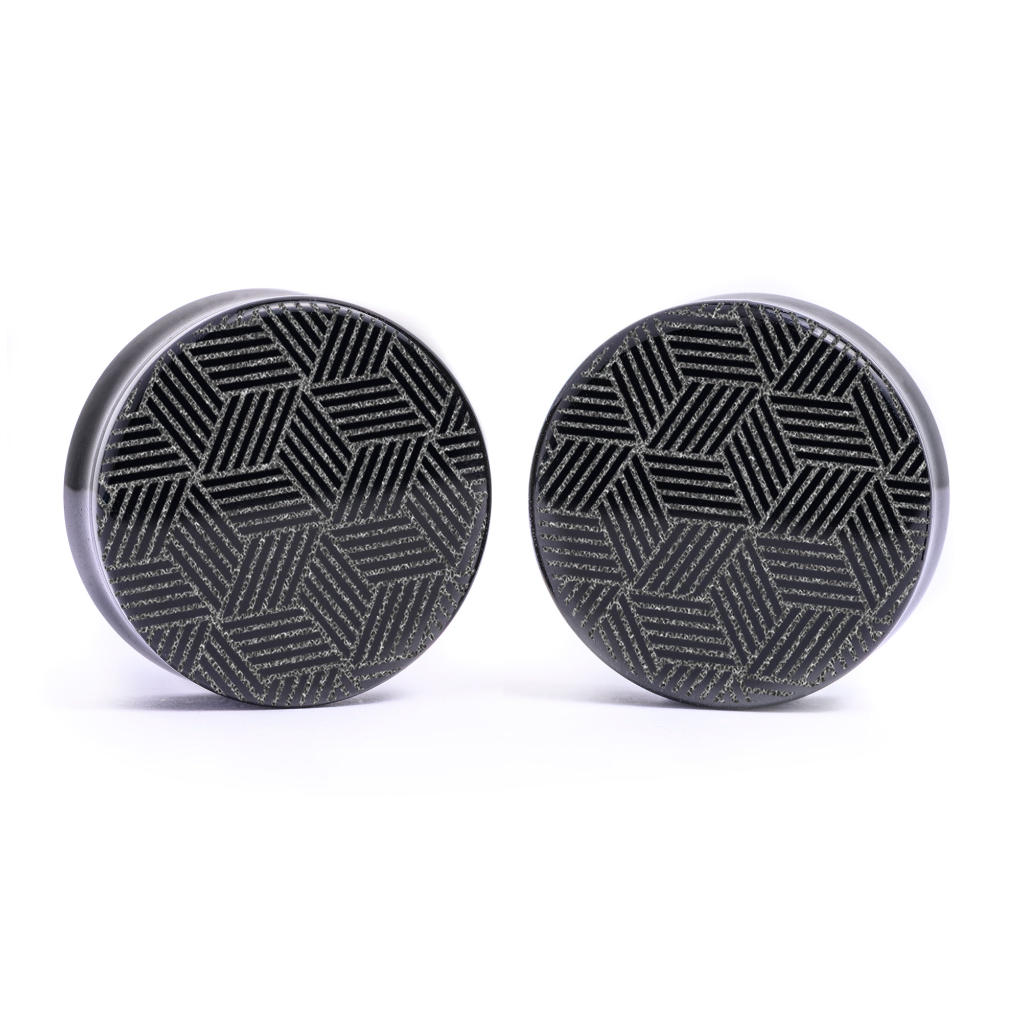 Cross Hatch Plug / Gauge - Black Glass | Flat Faced Double Flare ...