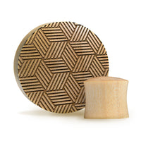 Cross Hatch Plug / Gauge - Crocodile Wood | Convex Double Flare - Lasered To Order In House At Custom Plugs HQ