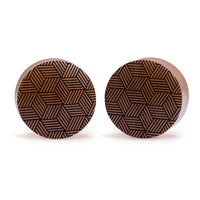 Plug à croisillons / Jauge - Bois de Saba | Double flare convexe