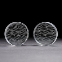 Cross Hatch Plug / Gauge - Clear Glass | Flat Faced Double Flare - Lasered To Order In House At Custom Plugs HQ