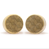 Cross Hatch Plug / Gauge - Crocodile Wood | Flat Faced Double Flare - Lasered To Order In House At Custom Plugs HQ