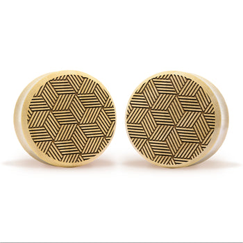 Cross Hatch Plug / Gauge - Crocodile Wood | Flat Faced Double Flare