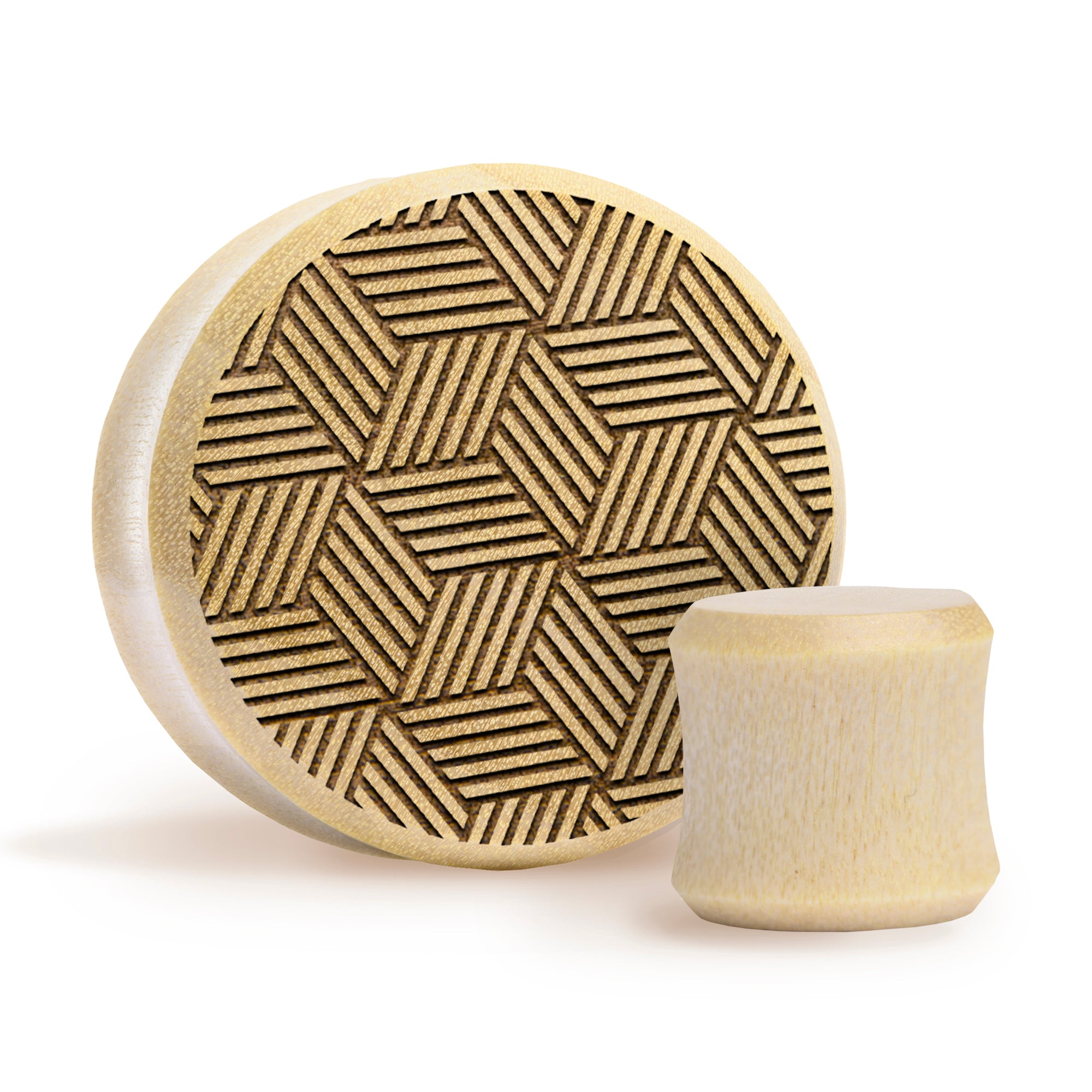 Cross Hatch Plug / gauge - Krokodilholz | Doppelaufgeweitet mit flachem Gesicht