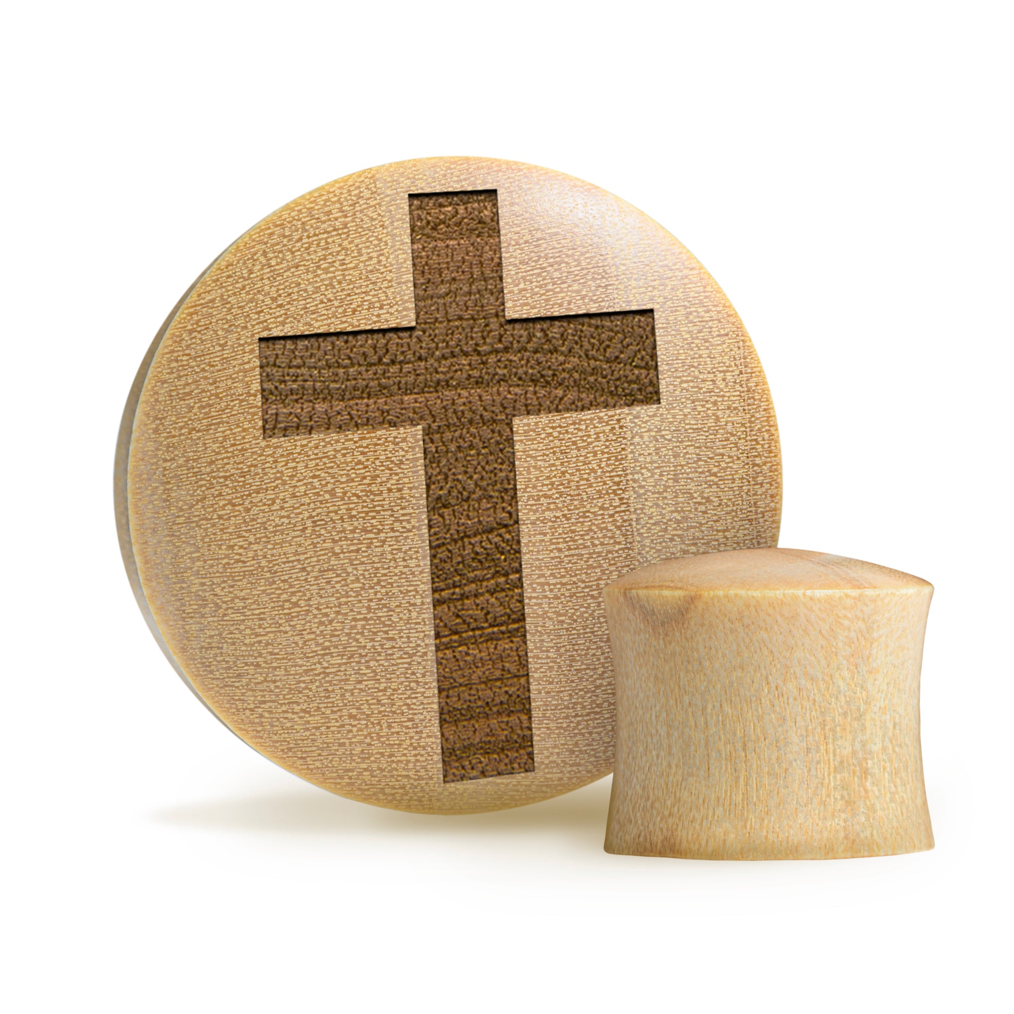 Cross Plug / Gauge - Crocodile Wood | Convex Double Flare - Lasered To Order In House At Custom Plugs HQ