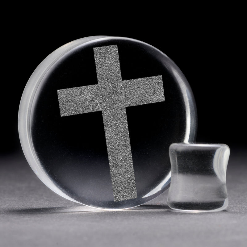 Cross Plug / calibre - verre transparent | double évasement à face plate