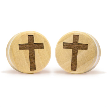 Cross Plug / Gauge - Crocodile Wood | Flat Faced Double Flare