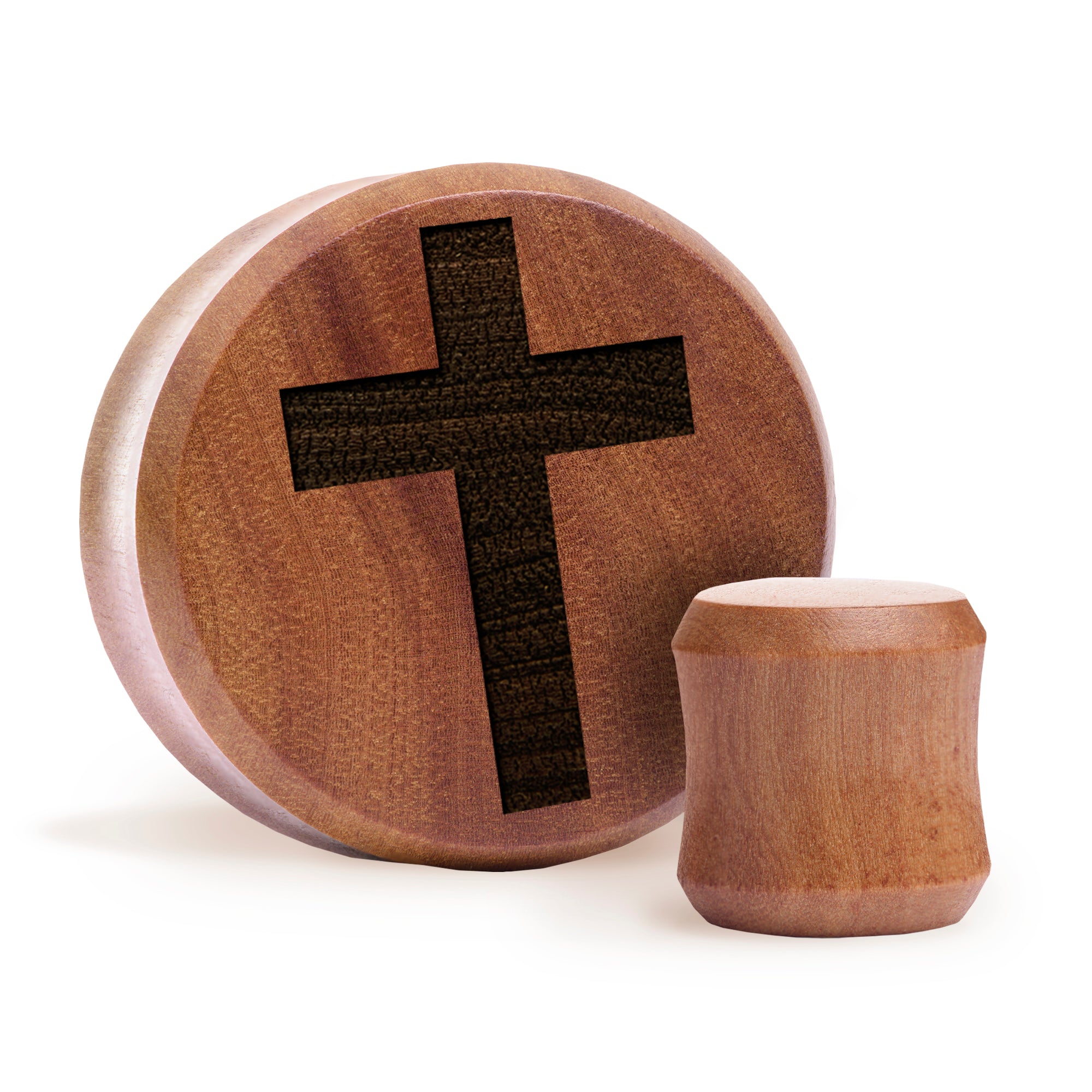 Cross Plug / Gauge - Saba Wood | Flat Faced Double Flare