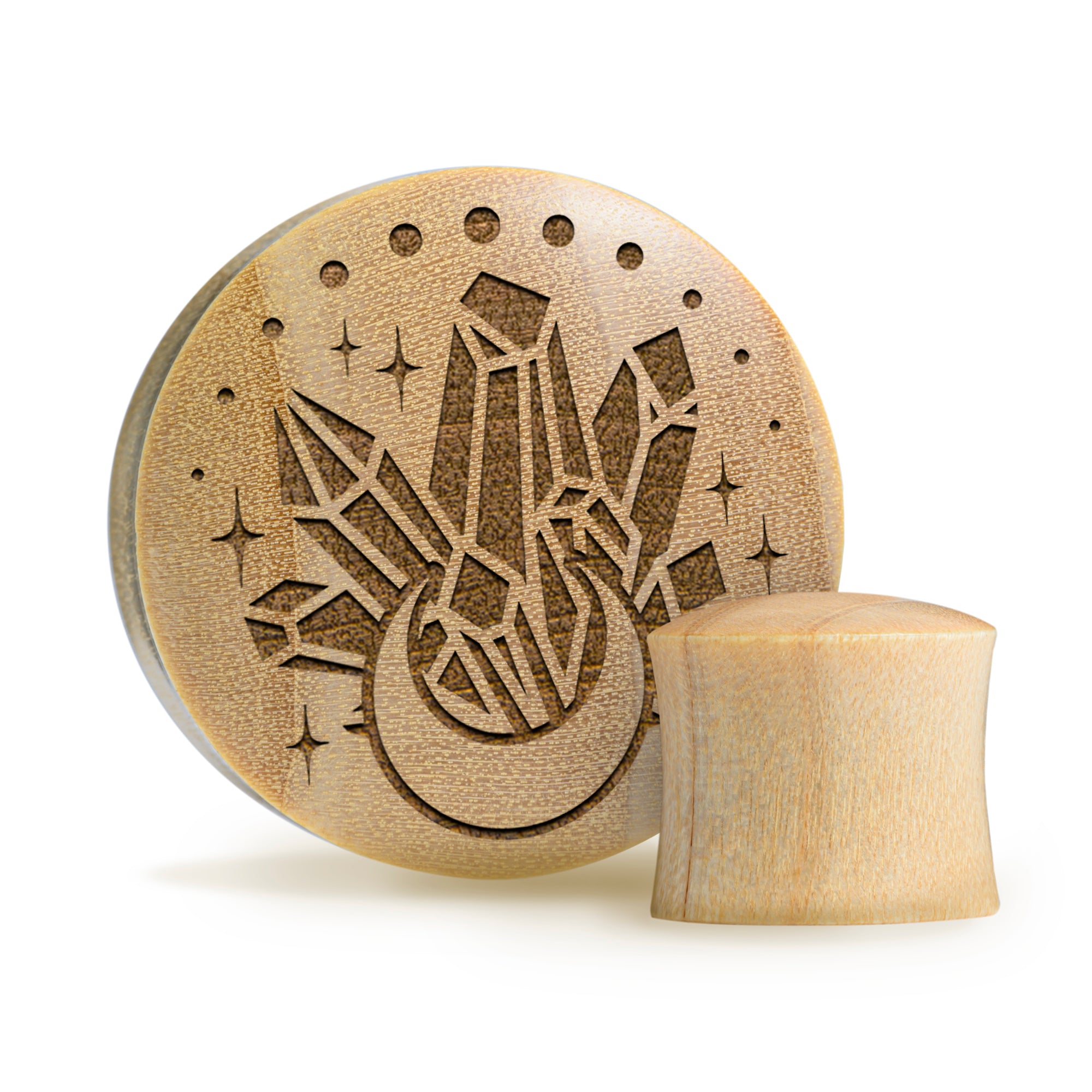 Crystal Moon Plug / Gauge - Krokodilholz | Konvexe Doppelaufgeweitet