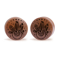 Crystal Moon Plug / Gauge - Saba Wood | Convex Double Flare - Lasered To Order In House At Custom Plugs HQ