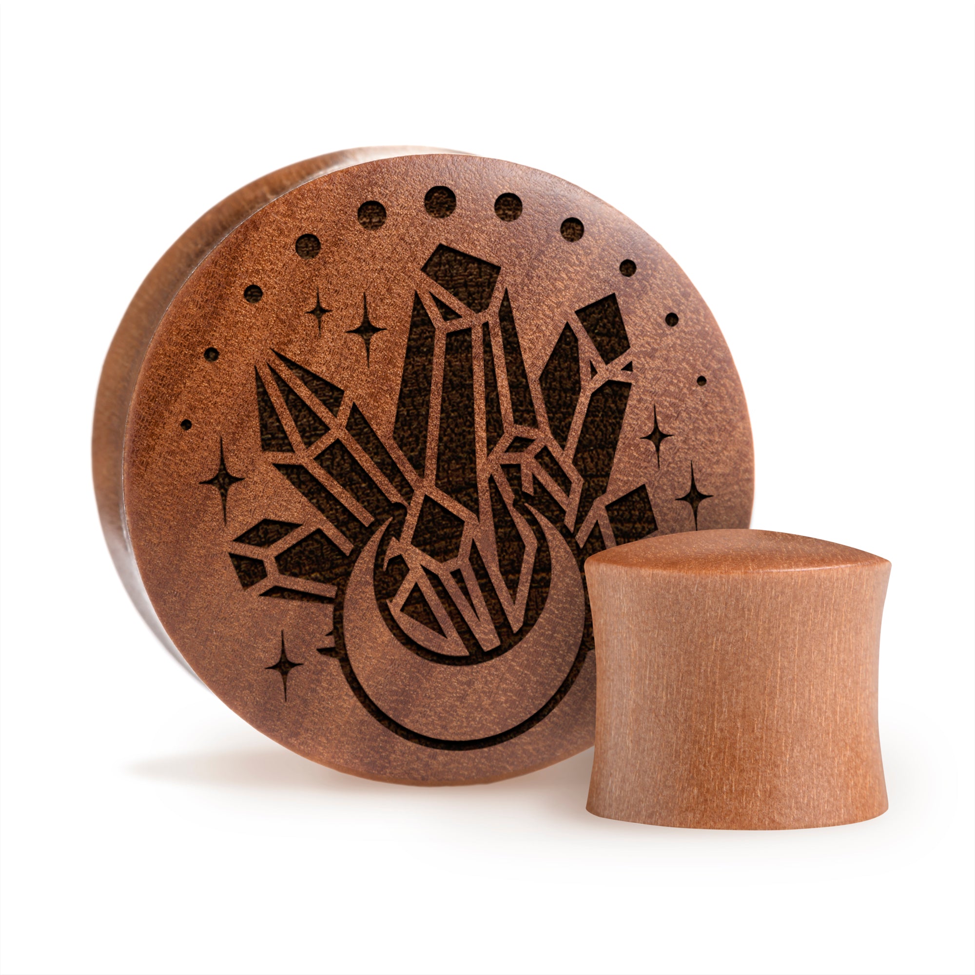 Crystal Moon Plug / Gauge - Saba Wood | Convex Double Flare