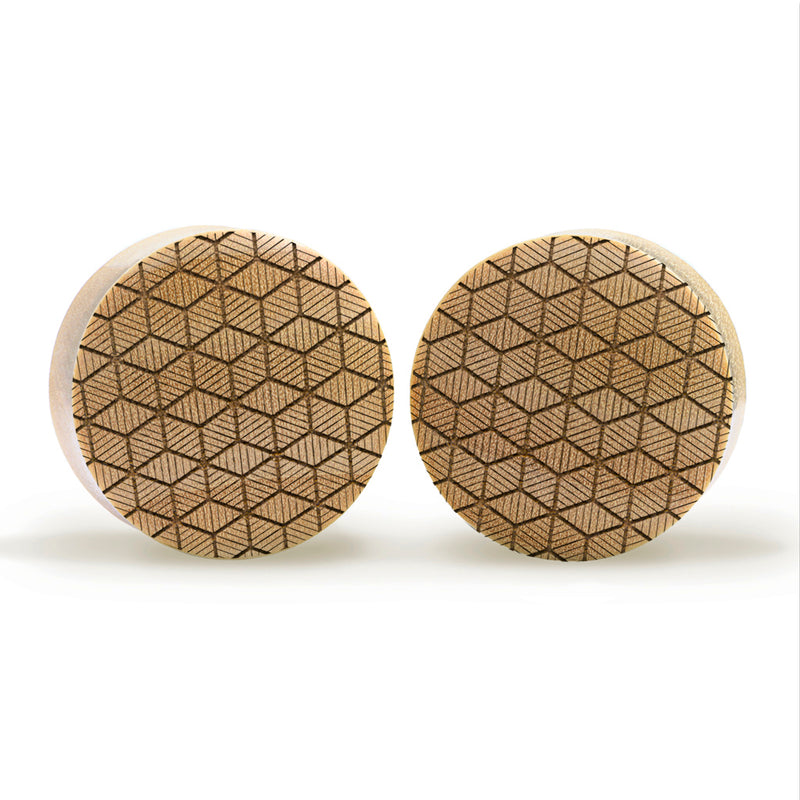 Plug cuboïde / calibre - Bois crocodile | Double évasement convexe