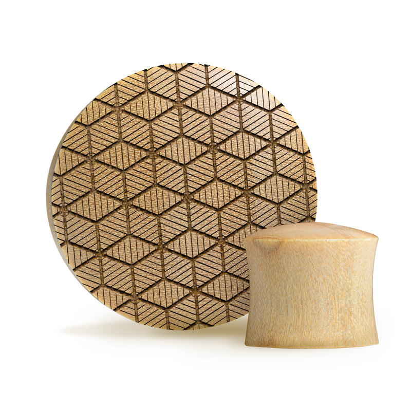 Plug cuboïde / calibre - Bois crocodile | Double évasement convexe
