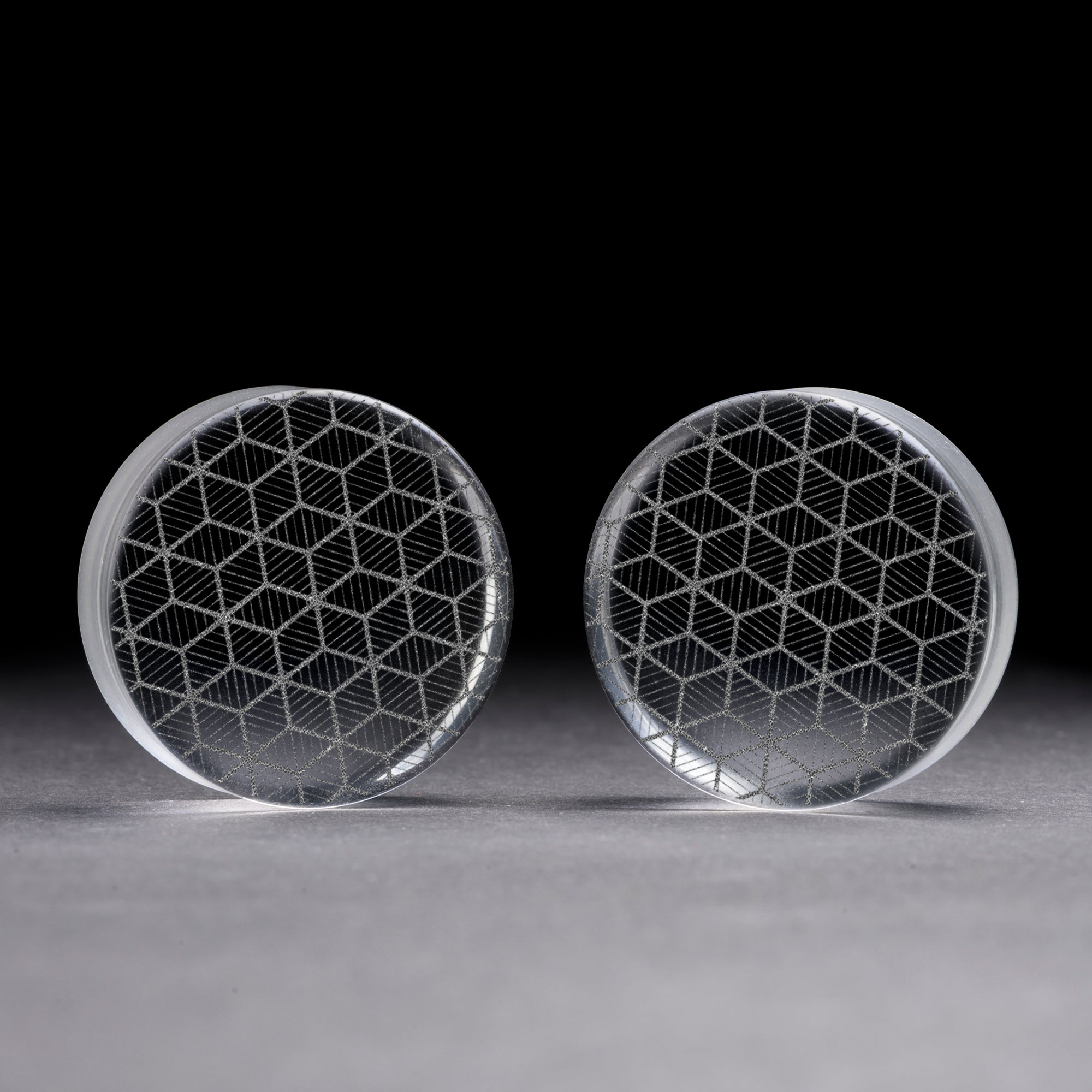 Cuboid Plug / Gauge - Clear Glass | Flat Faced Double Flare