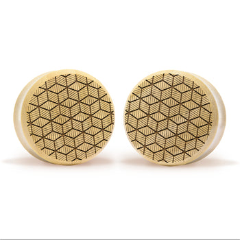 Cuboid Plug / Gauge - Crocodile Wood | Flat Faced Double Flare