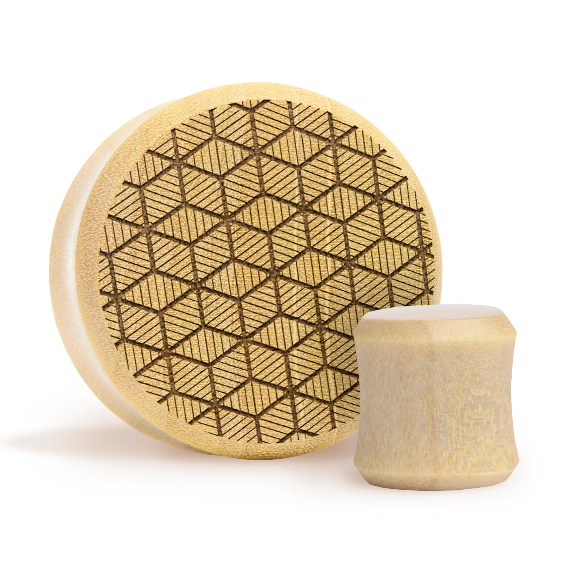 Cuboid Plug / Gauge - Crocodile Wood | Flat Faced Double Flare - Lasered To Order In House At Custom Plugs HQ