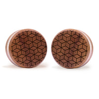 Cuboid Plug / Gauge - Saba Wood | Flat Faced Double Flare - Lasered To Order In House At Custom Plugs HQ