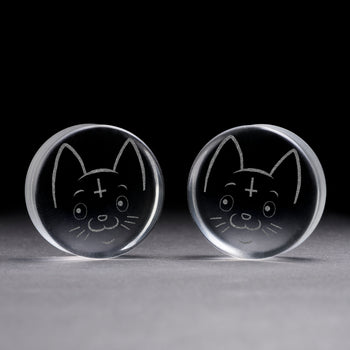 Haifischplug / gauge - Tränenschwarzglas | Doppelaufgeweitet mit flachem Gesicht