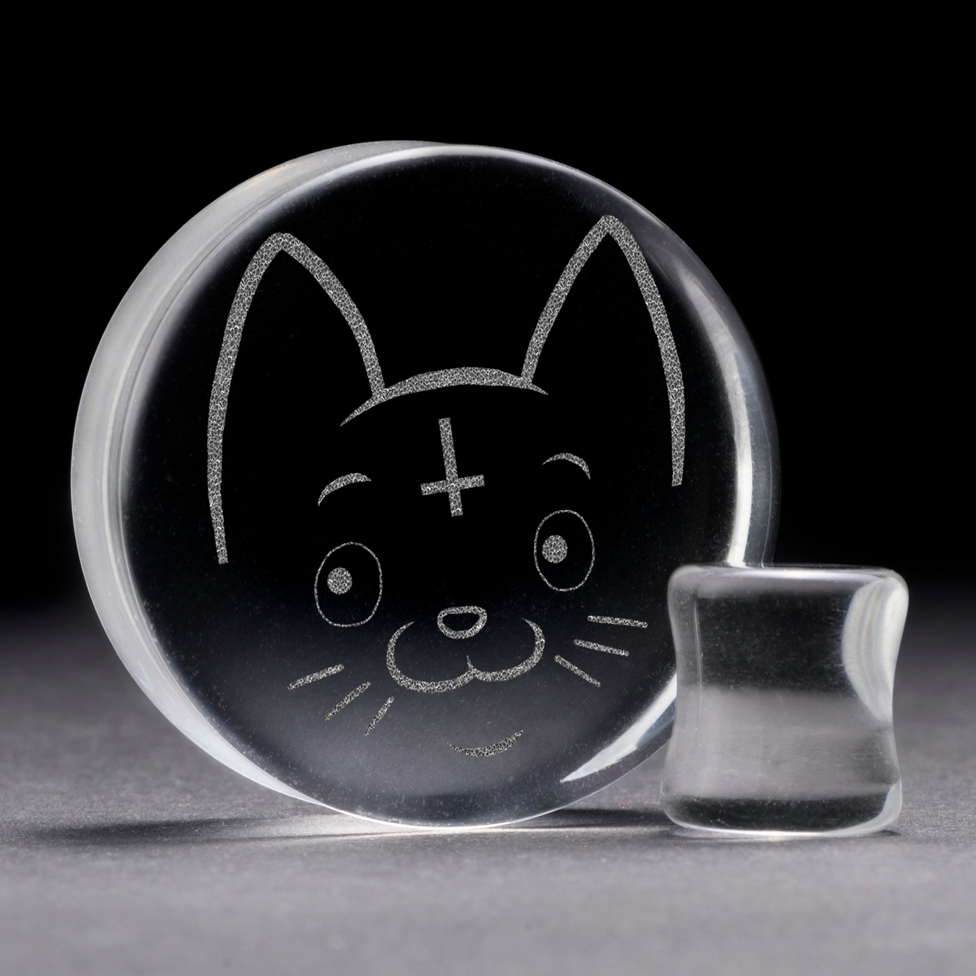 Cult Cat Plug / Gauge - Clear Glass | Flat Faced Double Flare
