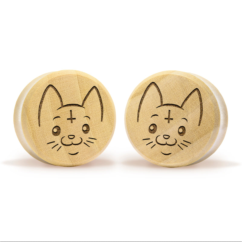 Cult Cat Plug / Gauge - Bois crocodile | Double évasement à face plate