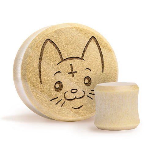 Cult Cat Plug / gauge - Krokodilholz | Doppelaufgeweitet mit flachem Gesicht