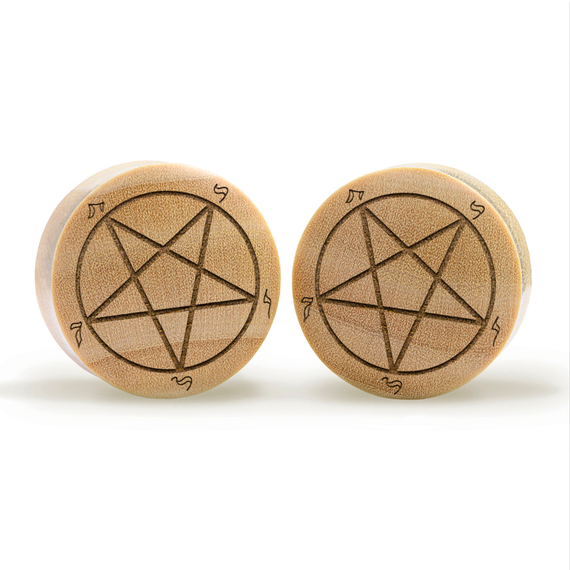 Pentagramm Plug / Gauge - Krokodilholz | Konvexe Doppelaufgeweitet