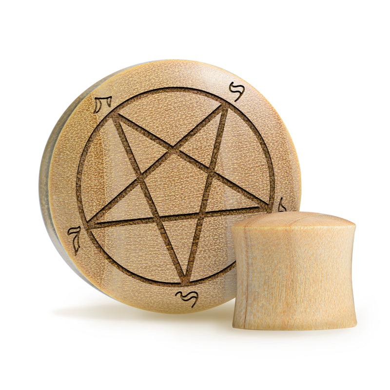Pentagram Plug / Jauge - Bois de crocodile | Double flare convexe