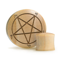 Pentagramm Plug / Gauge - Krokodilholz | Konvexe Doppelaufgeweitet