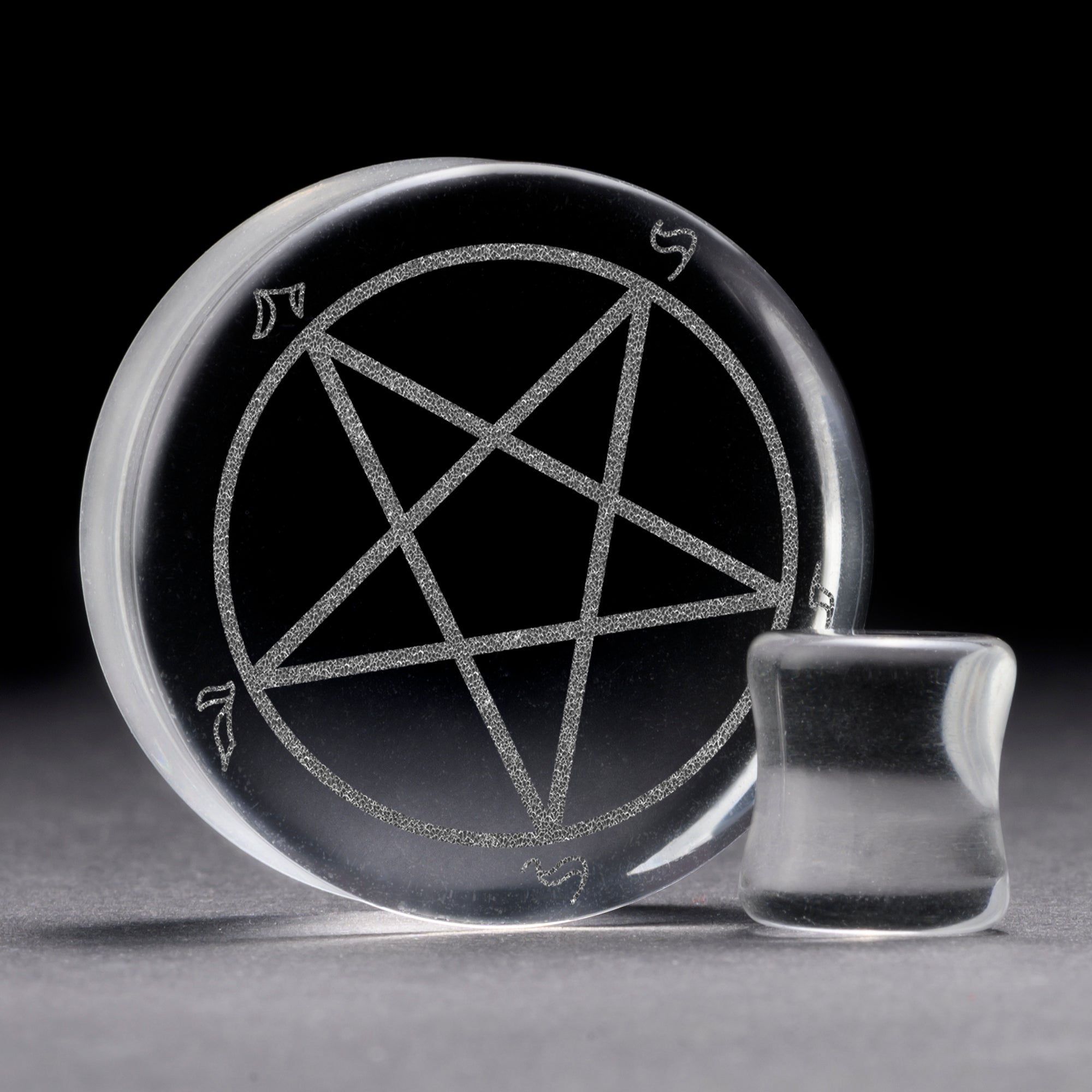 Pentagram Plug / Gauge - Clear Glass | Flat Faced Double Flare