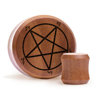 Pentagram Plug / Gauge - Bois de saba | Double flare à face plate