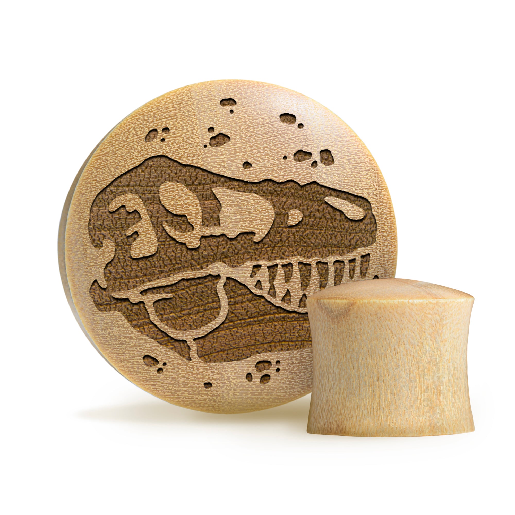 T -Rex Dinosaurier Plug / gauge - Krokodilholz | Konvexe Doppelaufgeweitet