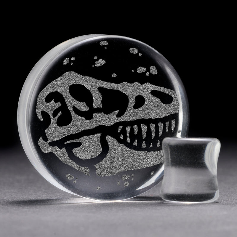 Plug Dinosaure T-Rex / Calibre - Verre Transparent | Double Flare à Face Plate