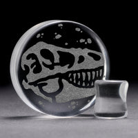 T -Rex Dinosaurier Plug / gauge - klares Glas | Doppelaufgeweitet mit flachem Gesicht