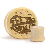 T -Rex Dinosaurier Plug / gauge - Krokodilholz | Doppelaufgeweitet mit flachem Gesicht