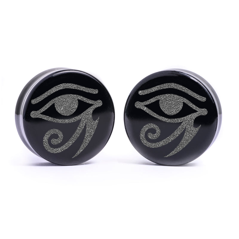 Plug égyptien / tunnel - verre noir | double flare à face plate