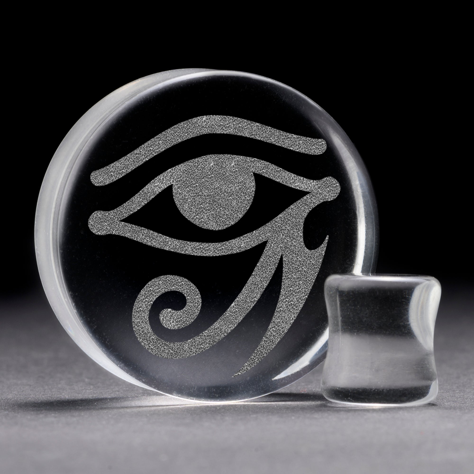 Egyptian Plug / Gauge - Clear Glass | Flat Faced Double Flare - Lasered To Order In House At Custom Plugs HQ
