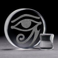 Egyptian Plug / Gauge - Clear Glass | Flat Faced Double Flare - Lasered To Order In House At Custom Plugs HQ