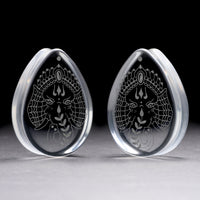 Elephant Plug / Gauge - Teardrop Clear Glass | Flat Faced Double Flare - Lasered To Order In House At Custom Plugs HQ