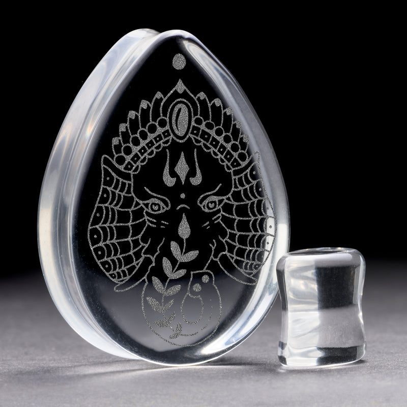 Plug éléphant / calibre - Verre transparent en forme de larme | Double évasement à face plate