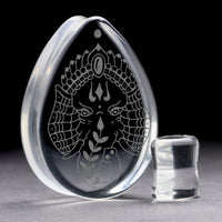 Elefant Plug / gauge - Tränendrop -Glas | Doppelaufgeweitet mit flachem Gesicht