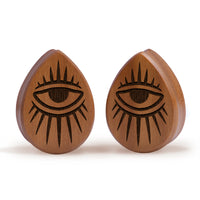 Eye Plug / Gauge - Teardrop Saba Wood | Flat Faced Double Flare - Lasered To Order In House At Custom Plugs HQ