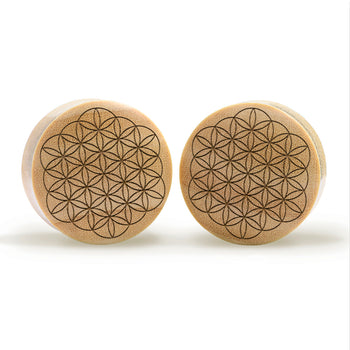 Blume of Life Plug / gauge - Krokodilholz | Konvexe Doppelaufgeweitet
