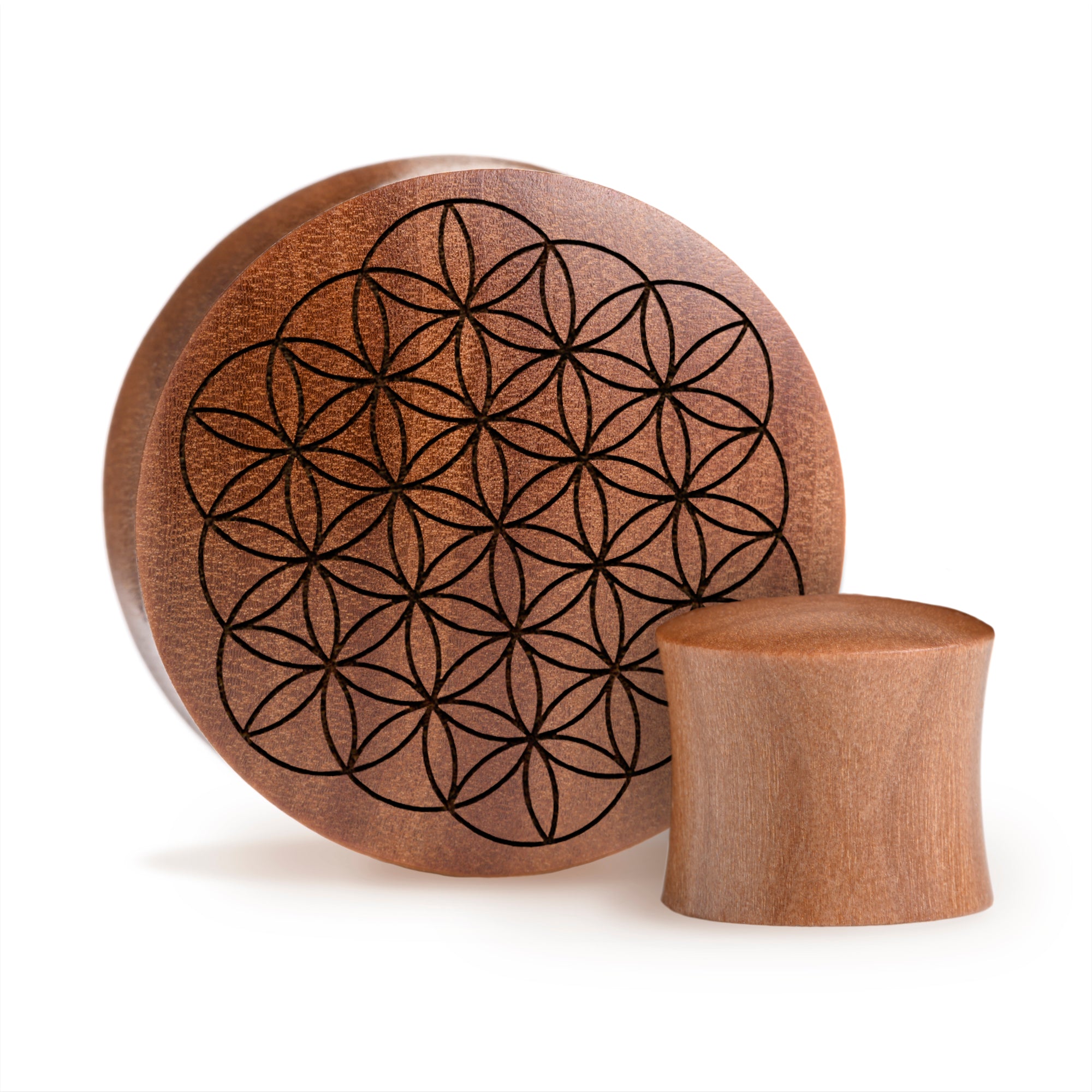 Flower Of Life Plug / Gauge - Saba Wood | Convex Double Flare