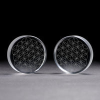 Plug Fleur de Vie / Calibre - Verre transparent | Double flare à face plate